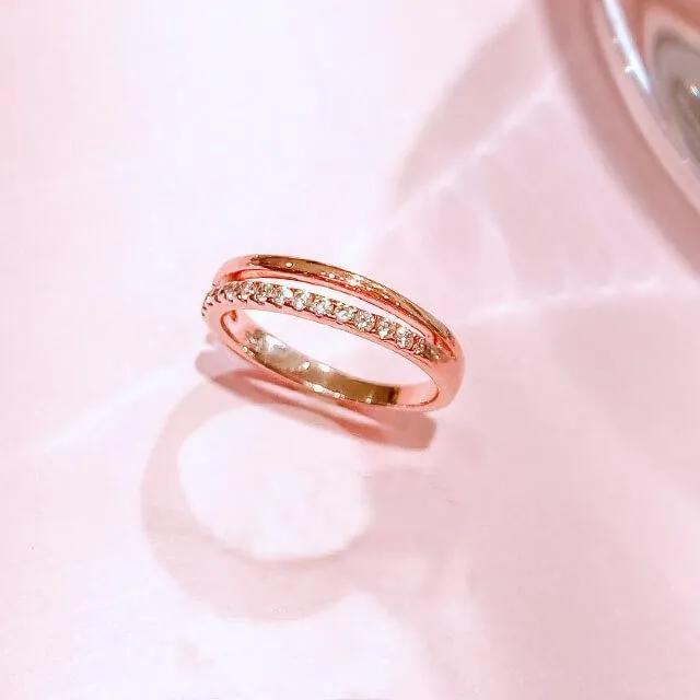 JUST BLOOM 半糖層疊雙環 純銀玫瑰金戒指 歷史價格詳細信息