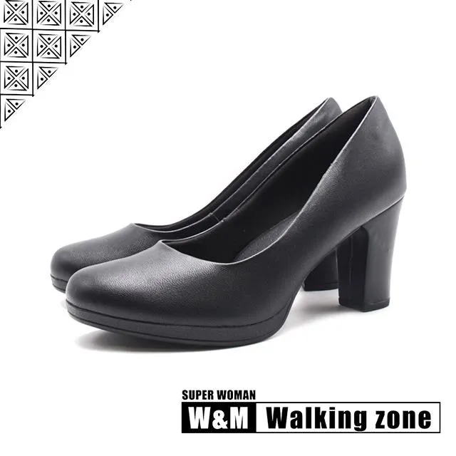 WALKING ZONE SUPER WOMAN系列 素面商務高跟鞋 女鞋－黑 歷史價格詳細信息