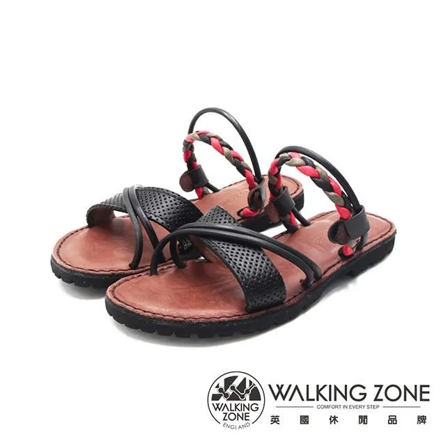 WALKING ZONE(女)民族風編織涼拖鞋 女鞋-黑色(另有紅色) 歷史價格詳細信息