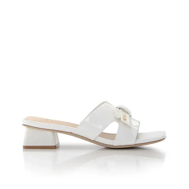 Keeley Ann 俐落時尚 素面透氣布粗跟中筒靴(白色877687340) 歷史價格詳細信息