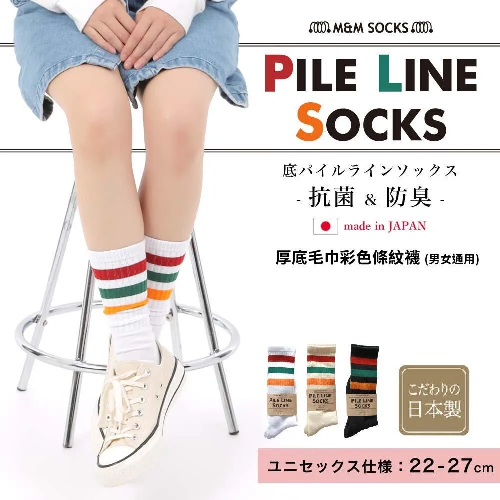 【M&M 日本製】CS10 厚底毛巾紅色條紋襪男女通用1雙/組-3組(日本進口) 歷史價格詳細信息