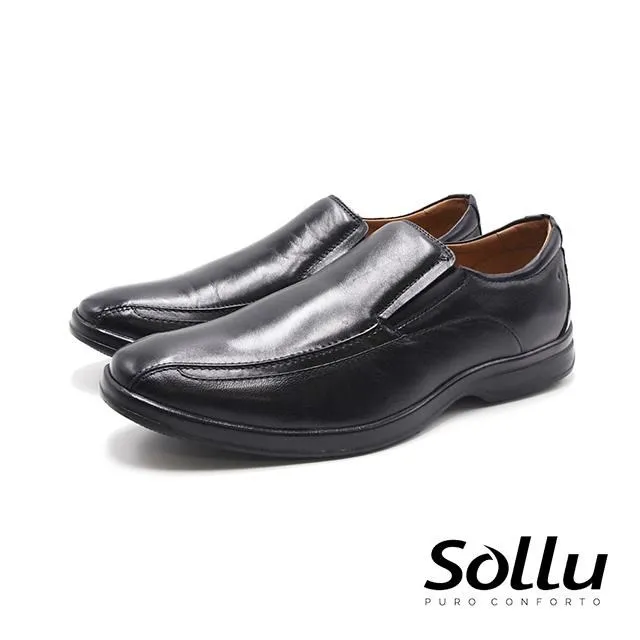 Sollu 巴西專櫃logo壓印雙線直套皮鞋 男鞋-黑 歷史價格詳細信息