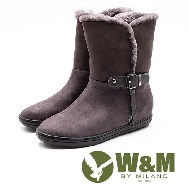 W&M(女)皮釦造型內拉鍊楔型底女靴 女鞋-黑色(另有棕灰色) 歷史價格詳細信息