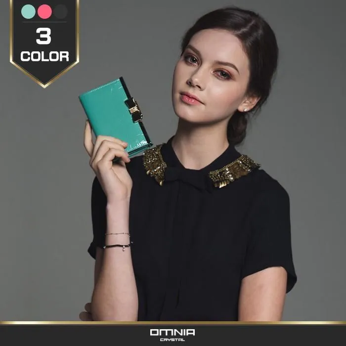 韓國OMNIA羅克西金屬蝴蝶結真皮女用中夾 NO.3179B 歷史價格詳細信息