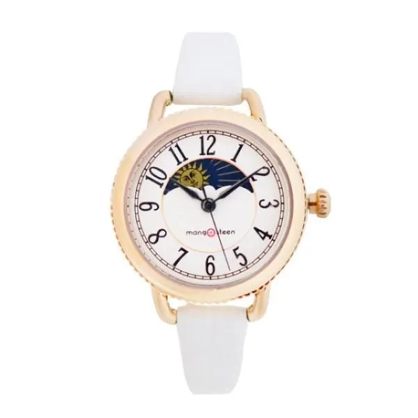 【Mango steen】Yutu韓國綻放時刻時尚真皮腕錶-蜜桃粉/MS522B 歷史價格詳細信息