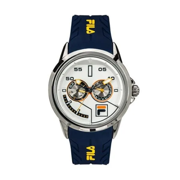 【FILA 斐樂】賽車風格三眼設計腕錶-帥氣藍/38-168-102 歷史價格詳細信息