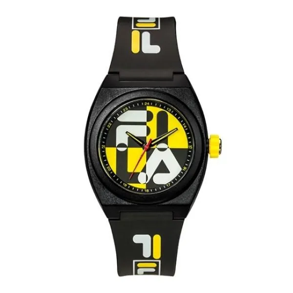 【FILA 斐樂】色塊拼接LOGO時尚腕錶-個性黑/38-326-002 歷史價格詳細信息