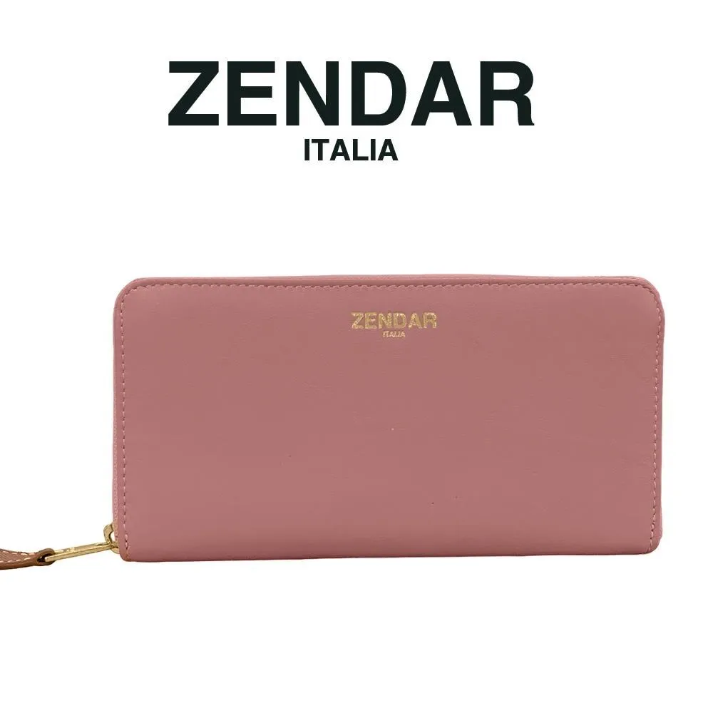 【ZENDAR】限量1折 頂級小羊皮拉鍊長夾 黛安娜系列 全新專櫃展示品(奶杏色) 歷史價格詳細信息