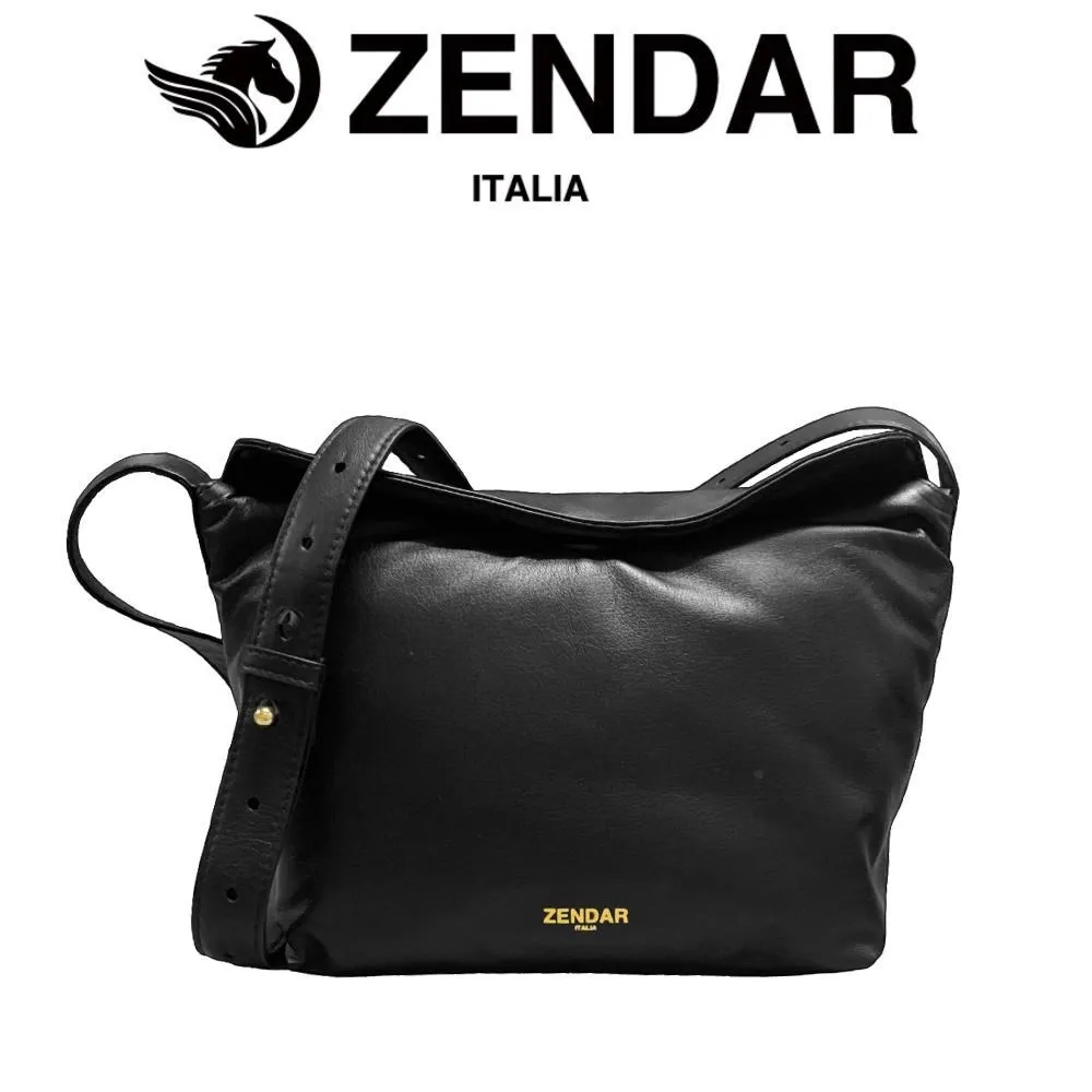 【ZENDAR】限量1折 頂級小牛皮肩背包側背包 瓦妮莎系列 全新專櫃展示品(黑色) 歷史價格詳細信息