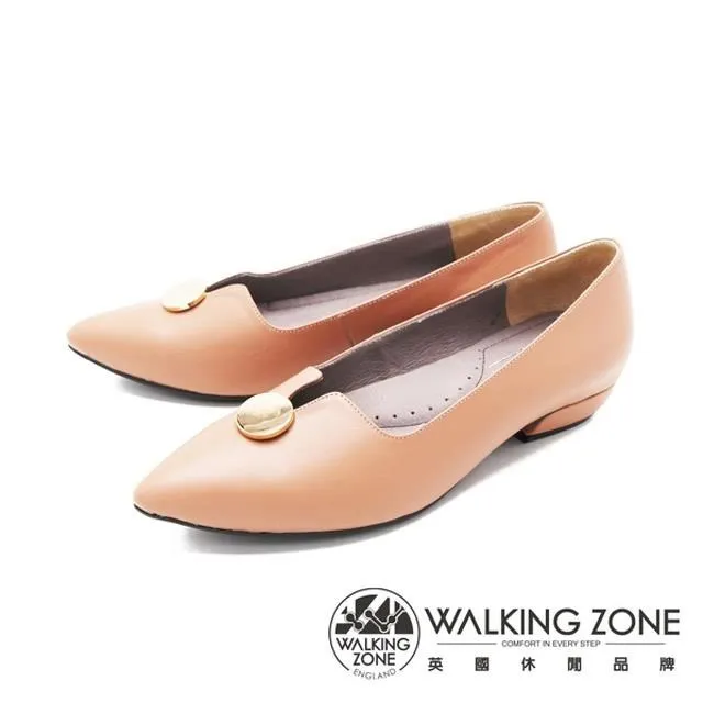 WALKING ZONE (女)金屬扣厚底樂福鞋鬆糕鞋-棕(另有米) 歷史價格詳細信息