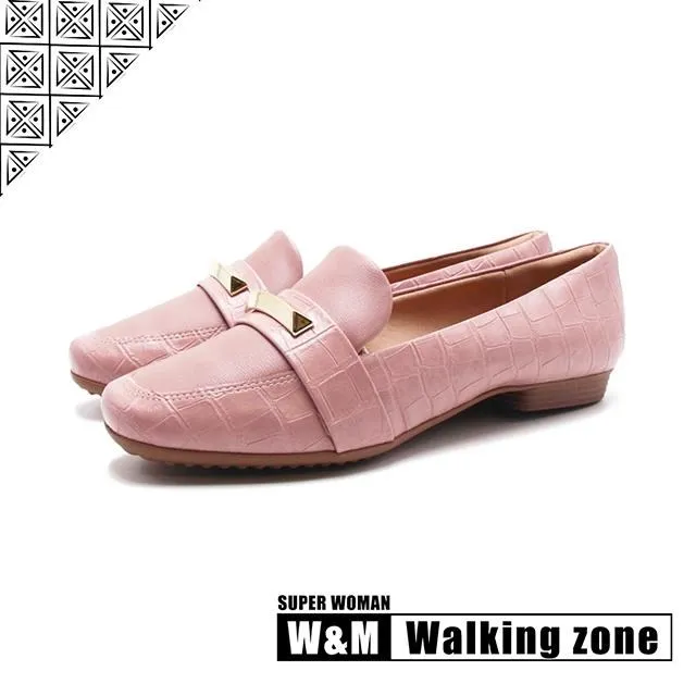WALKING ZONE SUPER WOMAN系列 鱷魚紋樂福低跟鞋 女鞋-黑白 歷史價格詳細信息