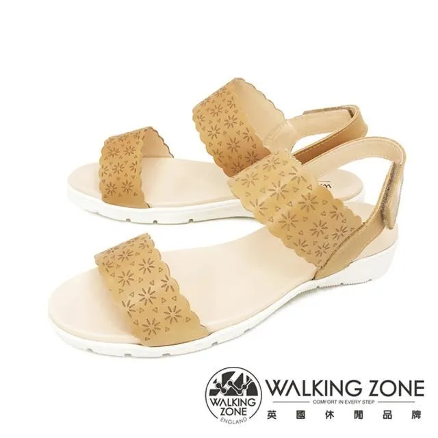 WALKING ZONE(女)淑女縷空黏釦帶 止滑休閒涼鞋 女鞋-橘(另有藍) 歷史價格詳細信息