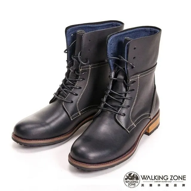 WALKING ZONE (女)造型拼接粗跟短筒靴 女鞋-黑(另有咖) 歷史價格詳細信息