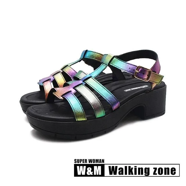 WALKING ZONE 舒適木底粗跟拖鞋 女鞋-全黑 歷史價格詳細信息