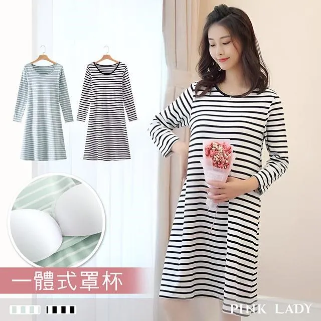【PINK LADY】罩杯式 棉柔連身睡裙 粉調蜜桃 長袖女睡衣 居家服 7006 歷史價格詳細信息