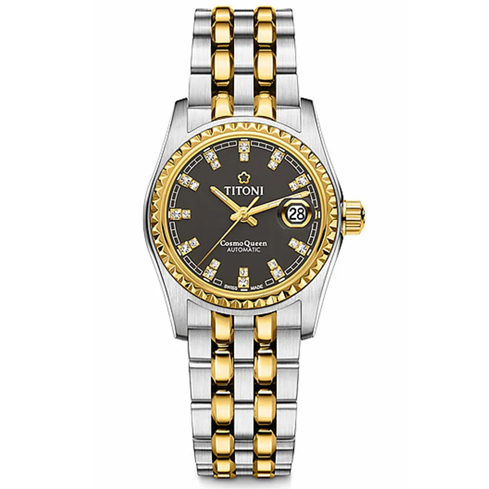 【TITONI瑞士梅花錶】 宇宙系列 金色錶盤/不鏽鋼鍊帶-27mm(729 G-306) 歷史價格詳細信息
