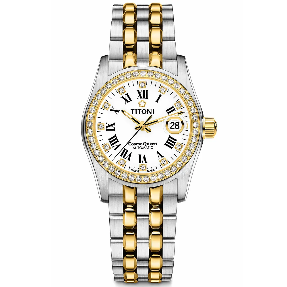 【TITONI瑞士梅花錶】 宇宙系列 白色錶盤/間金不鏽鋼鍊帶-40mm(797 SY-DB-019) 歷史價格詳細信息