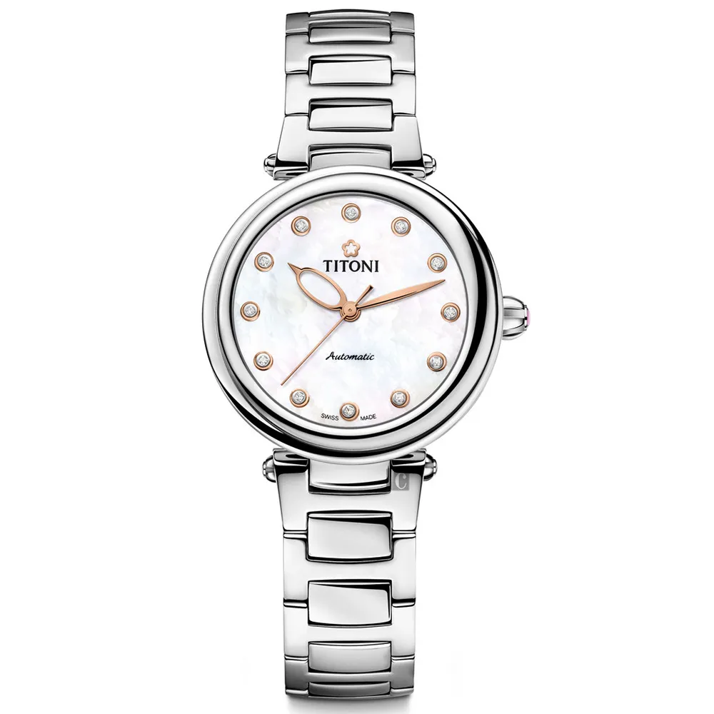 TITONI 梅花錶 炫美時尚之約械錶女錶-珍珠貝x卡其錶帶/33.5mm 23978S-STB-622 歷史價格詳細信息