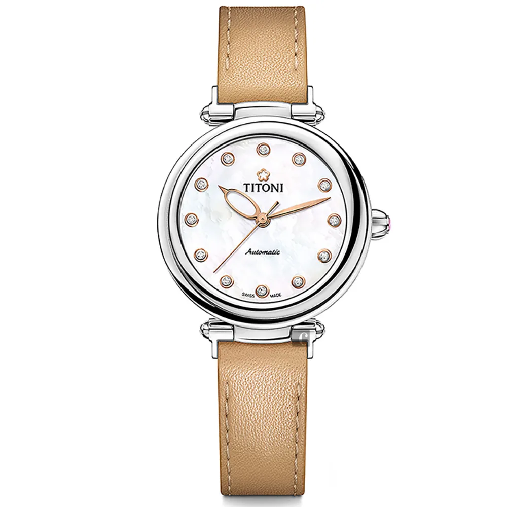 TITONI 梅花錶 炫美時尚之約械錶女錶-珍珠貝x卡其錶帶/33.5mm 23978S-STB-622 歷史價格詳細信息