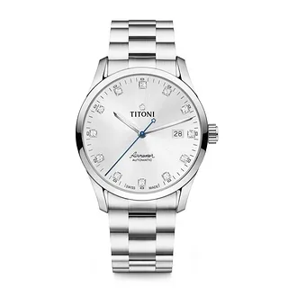 【TITONI瑞士梅花錶】 空中霸王系列  銀色錶盤/金銀不鏽鋼鍊帶-40mm(83733 SY-561) 歷史價格詳細信息