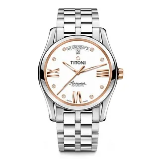 【TITONI瑞士梅花錶】空中霸王系列 白面間金鍊帶 29mm (23733 SY-583) 歷史價格詳細信息