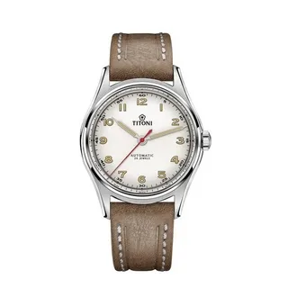 【TITONI瑞士梅花錶】傳承系列｜雙眼計時機械錶 熊貓錶｜銀面鍊帶｜41mm｜94020 S-680 歷史價格詳細信息