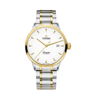 【TITONI瑞士梅花錶】空中霸王系列 白面間金鍊帶 29mm (23733 SY-583) 歷史價格詳細信息