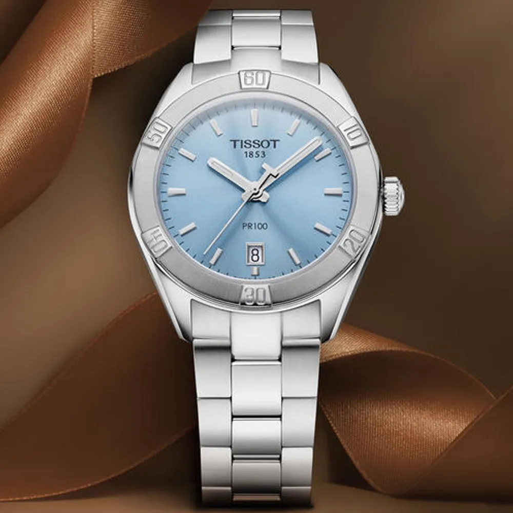 TISSOT天梭 PR100 經典簡約石英腕錶-冰藍 34mm / T1502101135100 歷史價格詳細信息