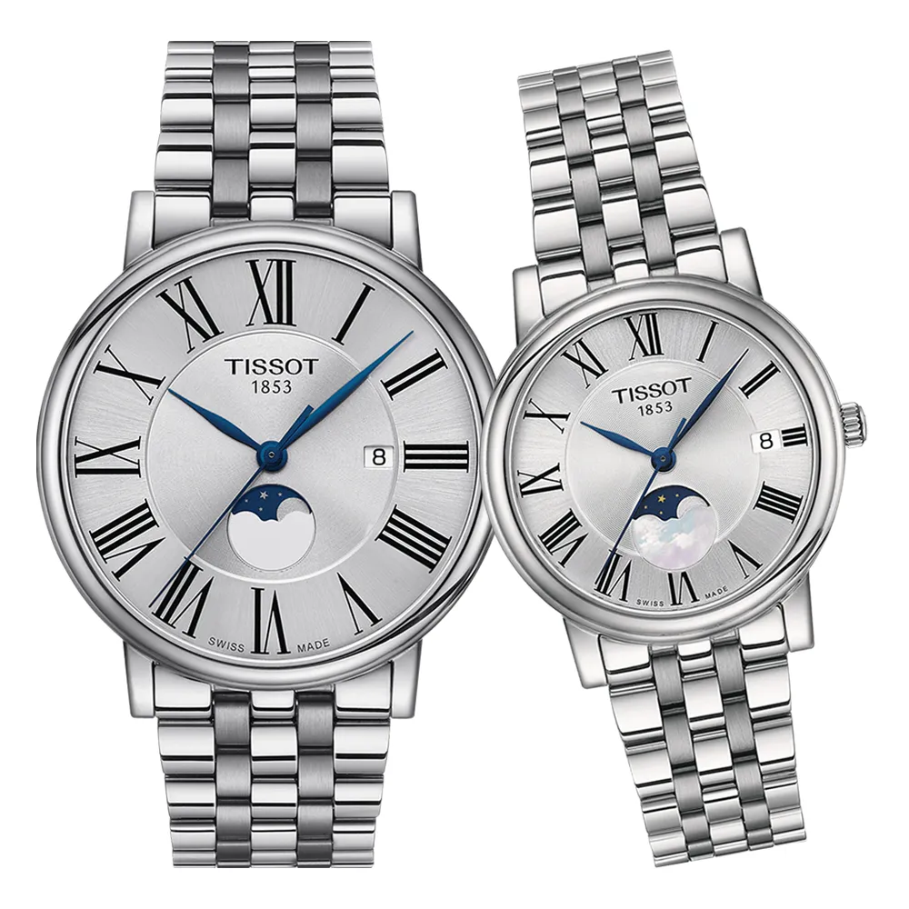 TISSOT 天梭 CARSON PREMIUM經典羅馬月相腕錶/藍/32mm/T1222231635300 歷史價格詳細信息