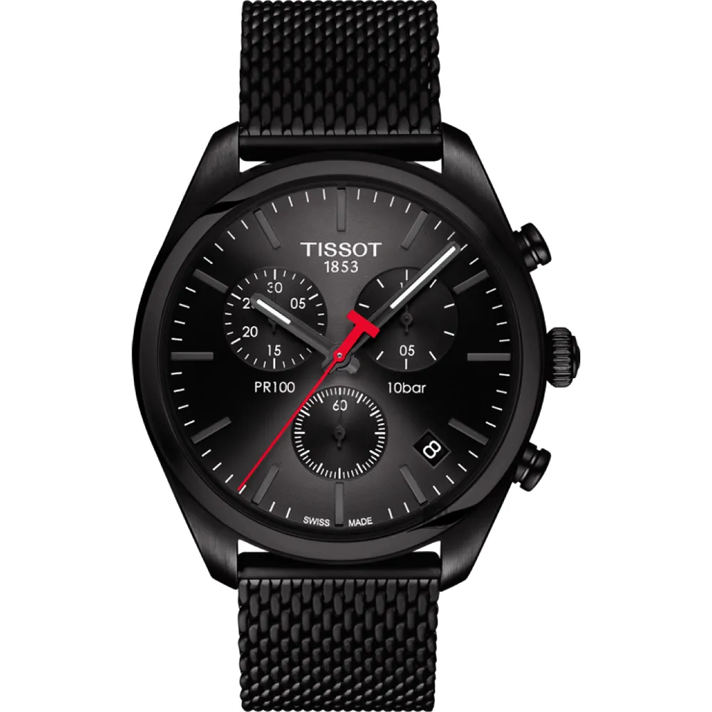 TISSOT天梭 PR100 米蘭帶三眼計時腕錶-黑x玫瑰金 41mm/T1014172306100 歷史價格詳細信息