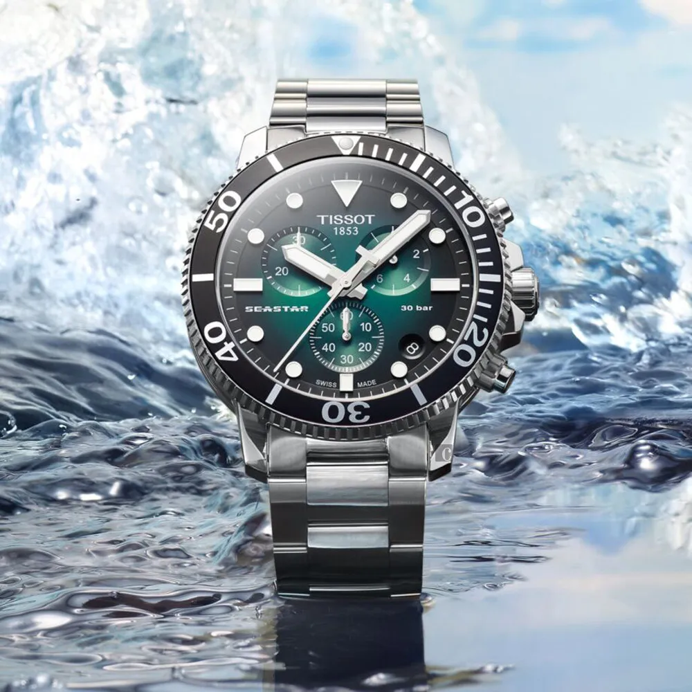 TISSOT 天梭  Seastar 1000 海洋之星300米潛水計時錶-綠/45mm T1204171109101 價格比較,價格查詢,歷史價格詳細信息