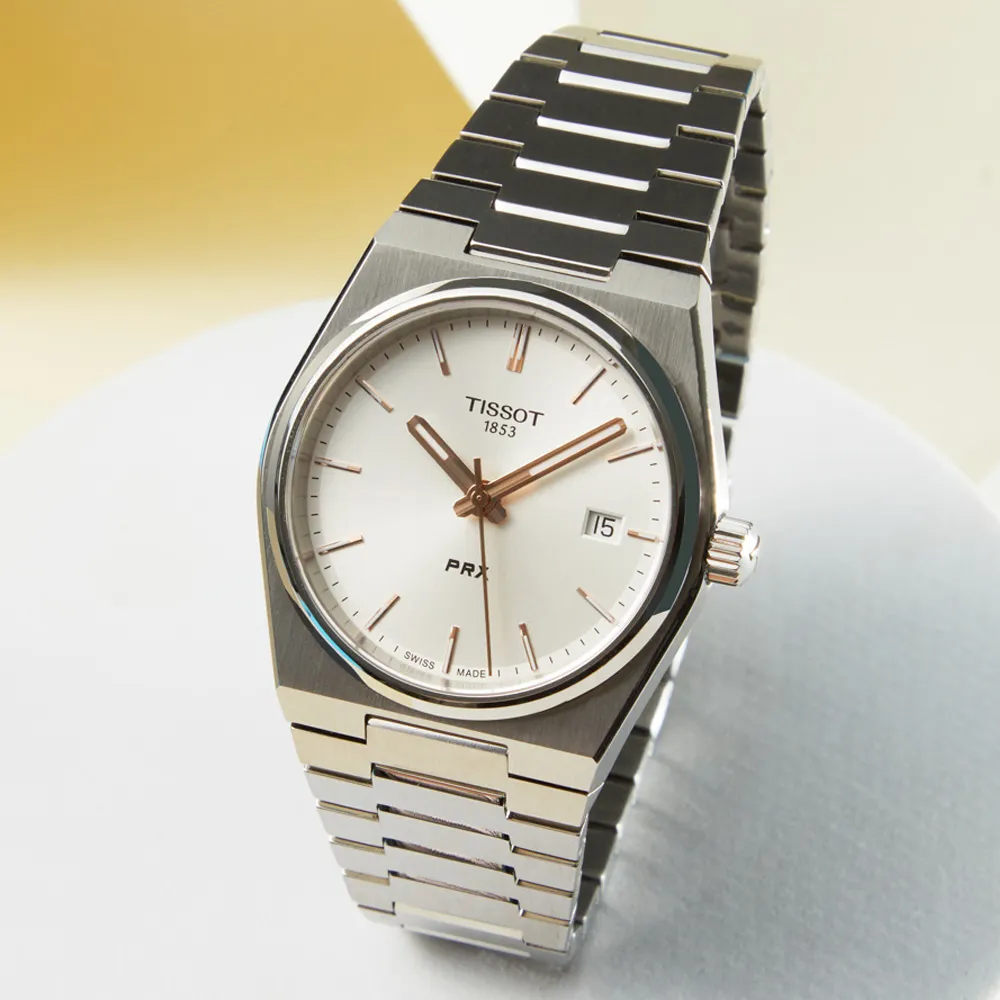 TISSOT天梭 PRX系列 簡約復古石英腕錶-藍 35mm/T1372101104100 歷史價格詳細信息