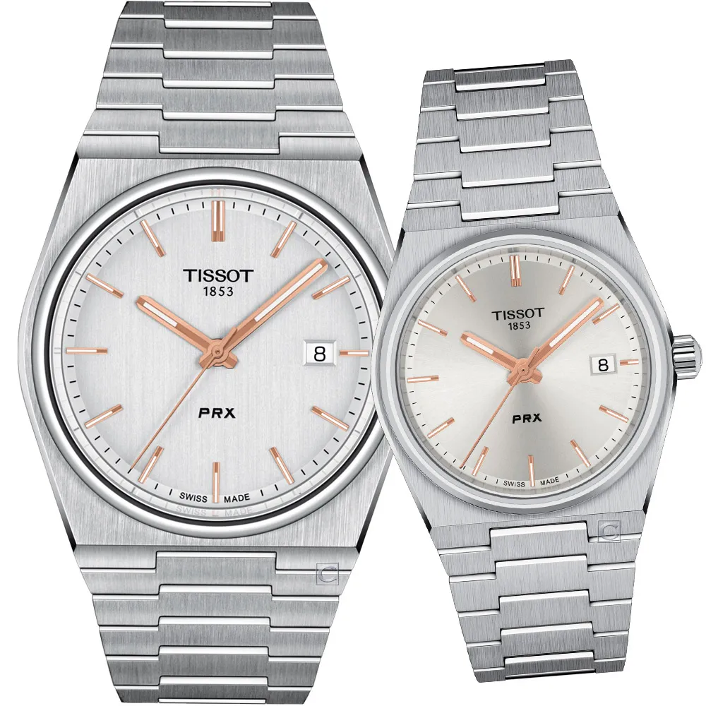 TISSOT 天梭 官方授權 PRX系列 70年代復刻對錶-T1374101109101+T1372101109100/薄荷綠 歷史價格詳細信息