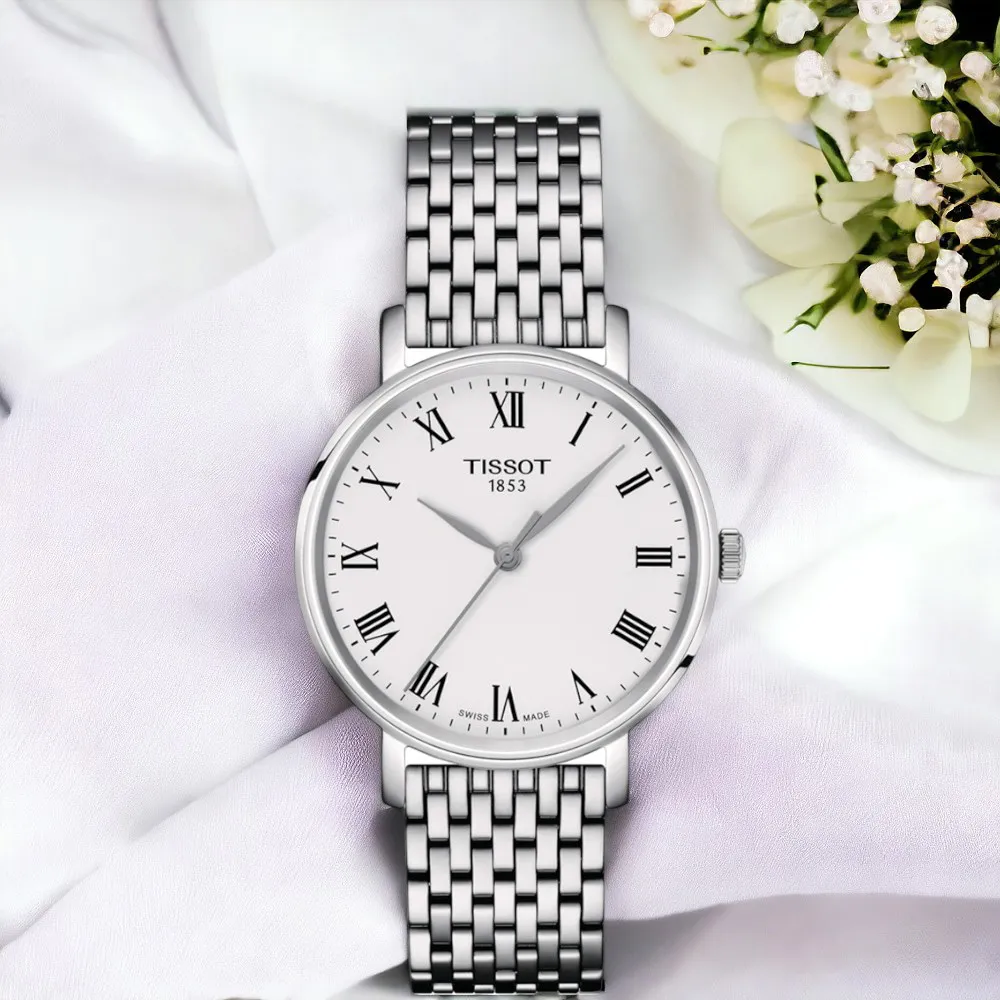 TISSOT 天梭 EVERYTIME 經典羅馬時尚女錶/銀X黑/34mm/T1432101603300 歷史價格詳細信息