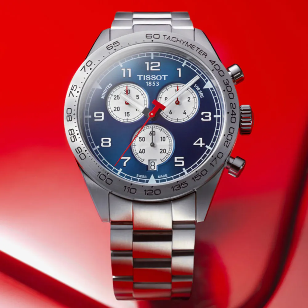 TISSOT  PRS516 CHRONOGRAPH計時運動賽車錶-T1316171104200/藍x鋼帶款 歷史價格詳細信息
