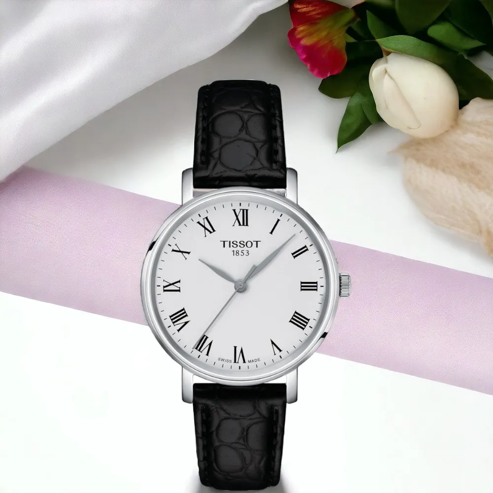 TISSOT 天梭 EVERYTIME 經典羅馬時尚女錶/銀X黑/34mm/T1432101603300 歷史價格詳細信息