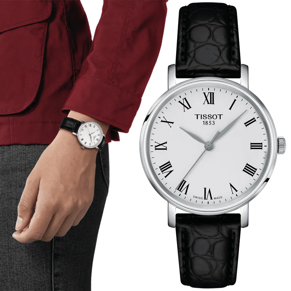 TISSOT 天梭 EVERYTIME 經典羅馬時尚女錶/銀X黑/34mm/T1432101603300 歷史價格詳細信息