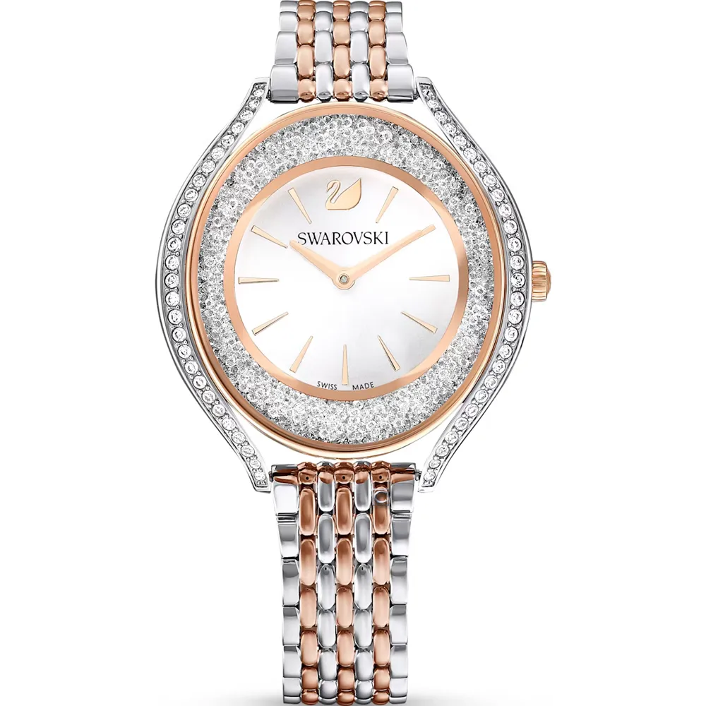 SWAROVSKI 施華洛世奇 Crystalline Aura 玫金色灰褐光彩手錶 歷史價格詳細信息