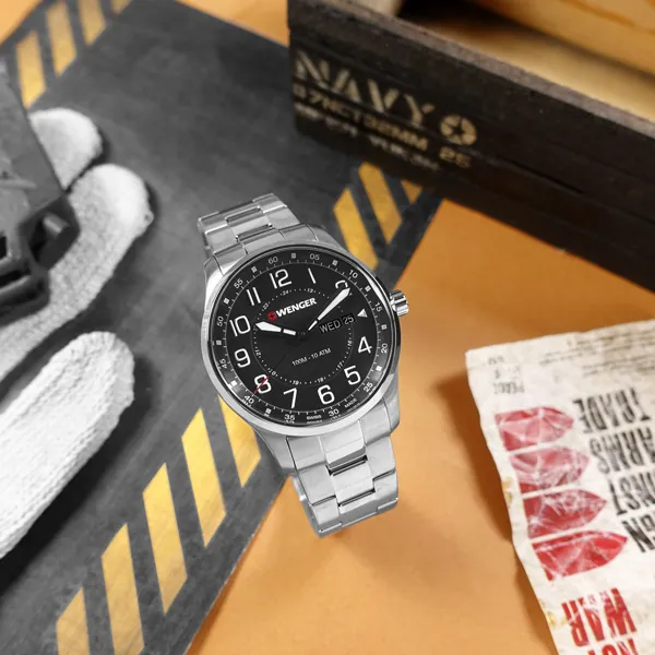 WENGER / 01.1441.136 / City Classic 都會時尚 羅馬刻度 日期 不鏽鋼手錶 銀色 42mm 歷史價格詳細信息