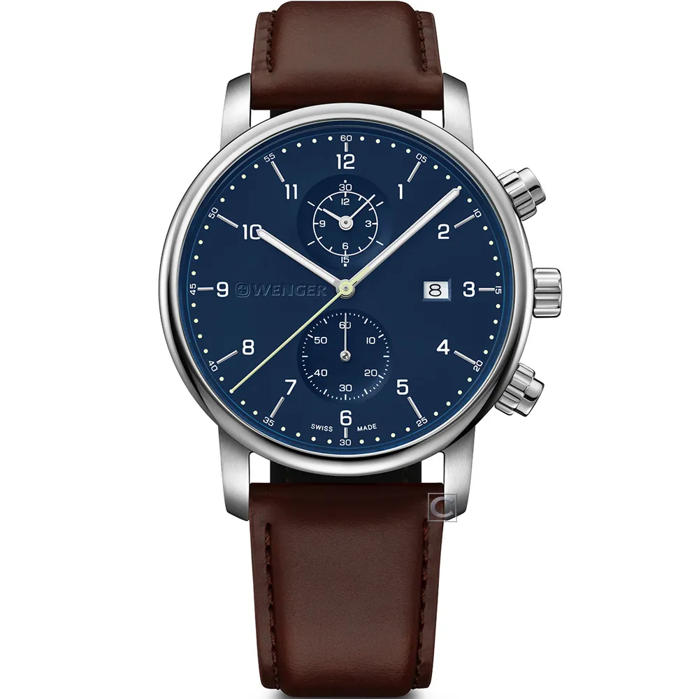 WENGER / 01.1743.129 / Urban 簡約雙眼 休閒都會 日期 防水 不鏽鋼手錶 黑x鍍玫瑰金 42mm 歷史價格詳細信息