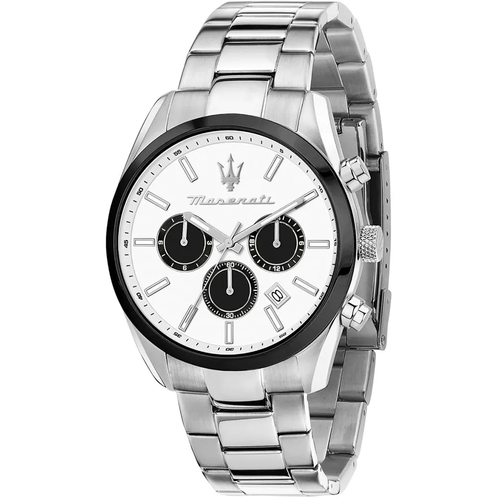 MASERATI 瑪莎拉蒂 【愛時】 Attrazione 銀黑三眼三針日期顯示不鏽鋼腕錶 R8853151007 歷史價格詳細信息