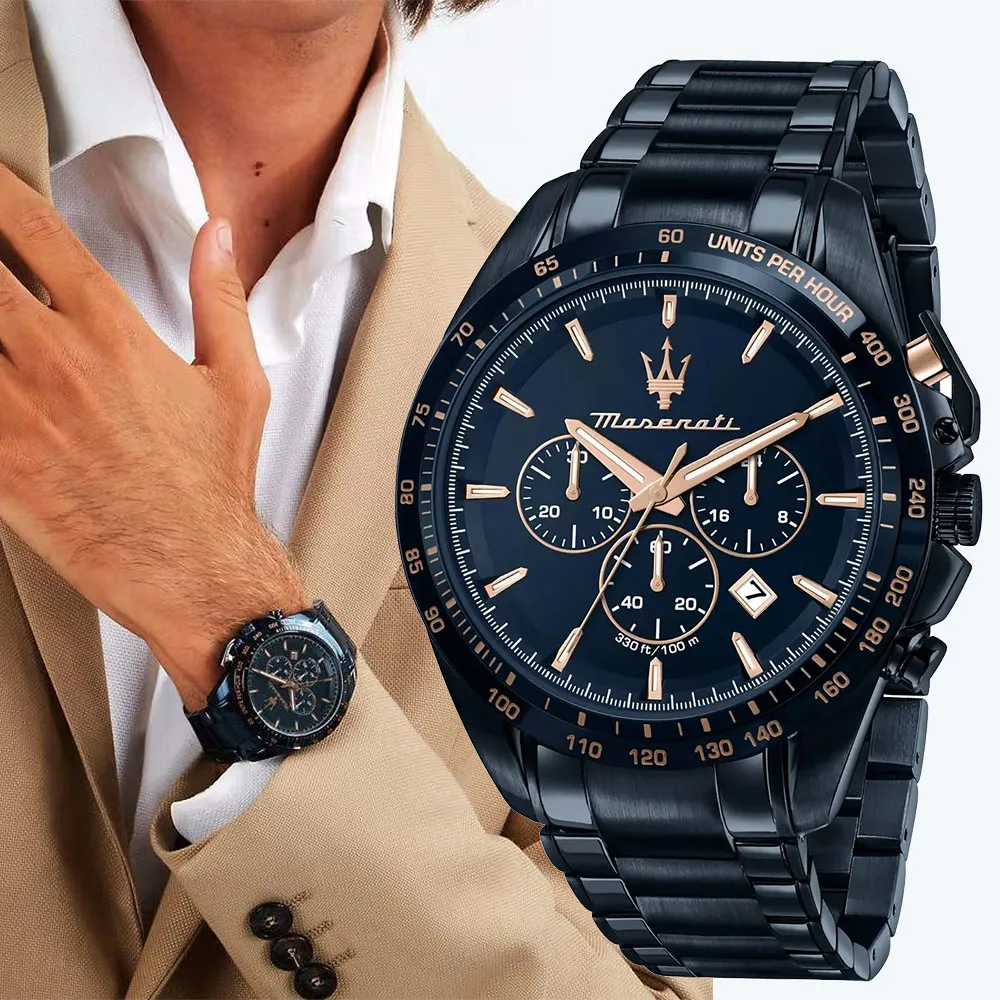 【Maserati 瑪莎拉蒂】TRAGUARDO紳士感全陶瓷三眼腕錶 R8873650001 45mm 現代鐘錶 歷史價格詳細信息