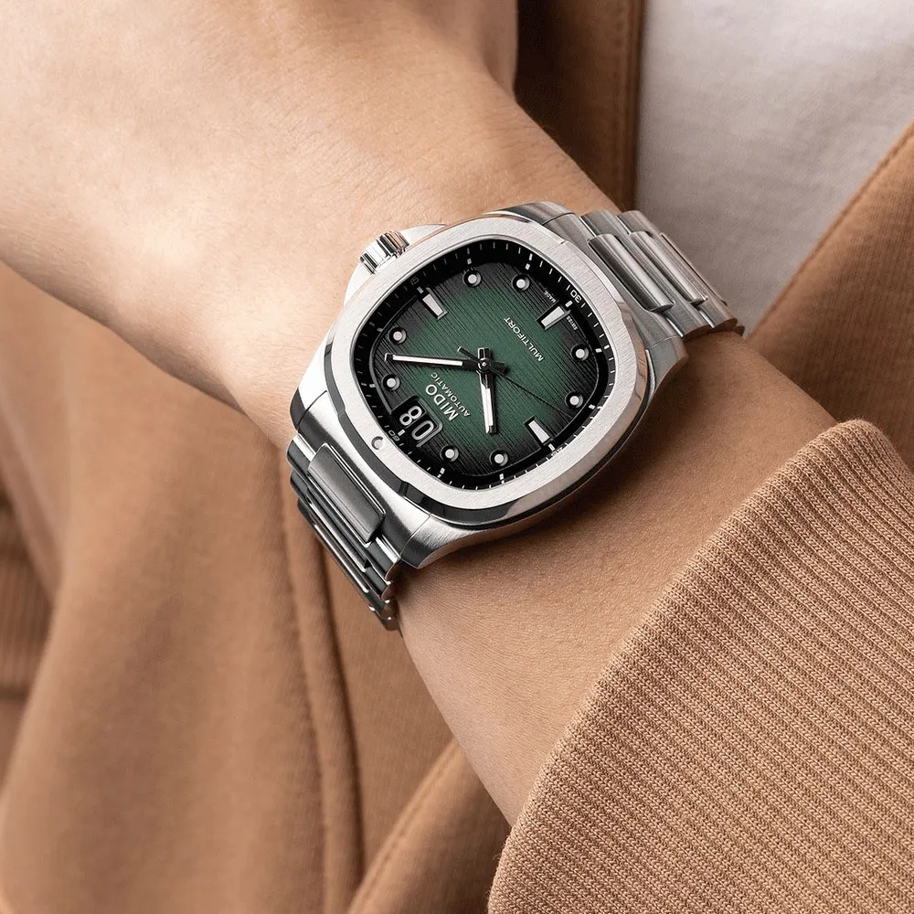 MIDO美度 MULTIFORT 先鋒系列 TV BIG DATE 復古機械腕錶 40mm / M0495261108100 歷史價格詳細信息