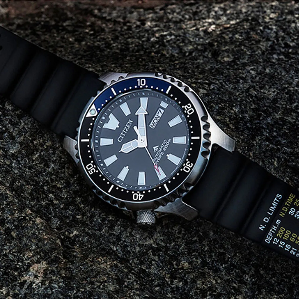 CITIZEN / NY0111-11E / PROMASTER 鋼鐵河豚 機械錶 潛水錶 日期 橡膠手錶 黑藍色 44mm 歷史價格詳細信息