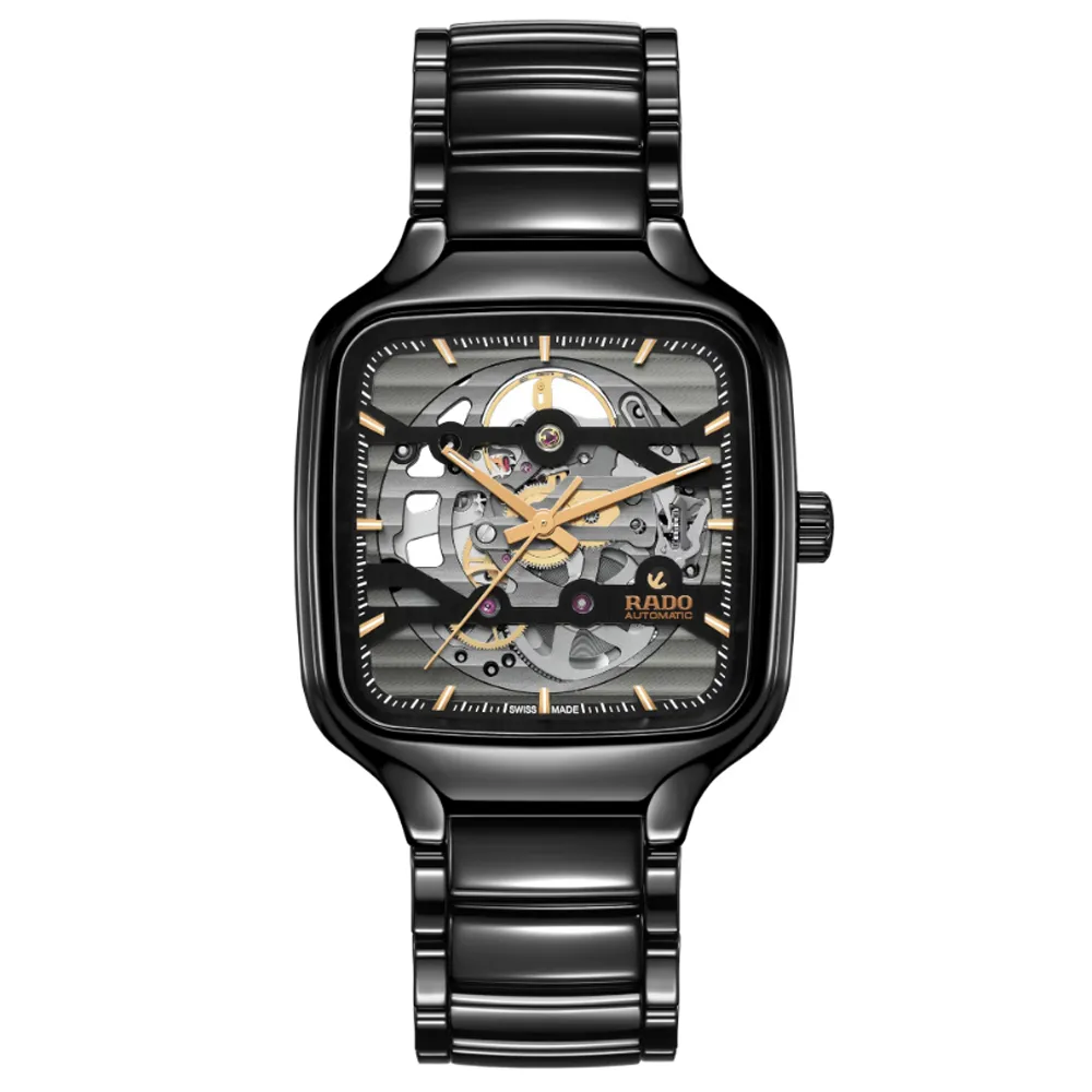 Rado 雷達表 True Square真我系列 高科技陶瓷方形鏤空真鑽自動機械錶-銀灰 R27083712 歷史價格詳細信息