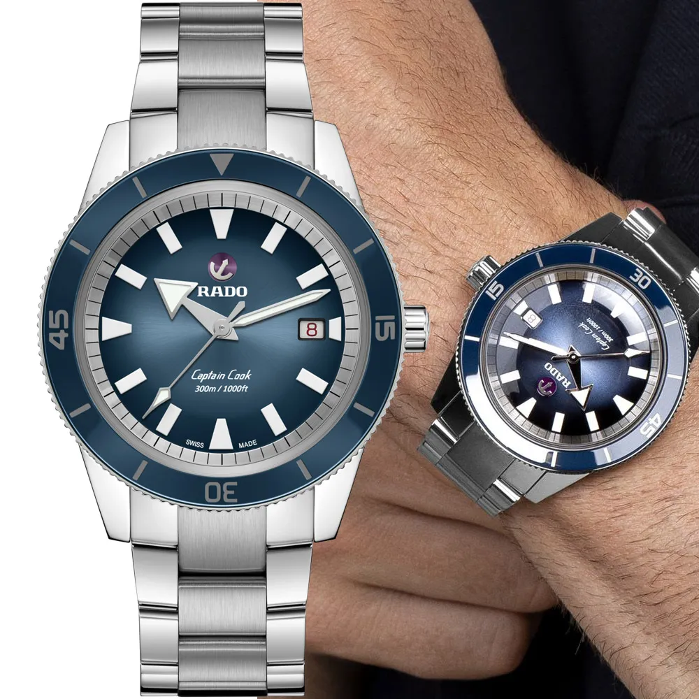 RADO  雷達錶 官方授權 Captain Cook 庫克船長300米潛水計時機械錶-R32145208 歷史價格詳細信息