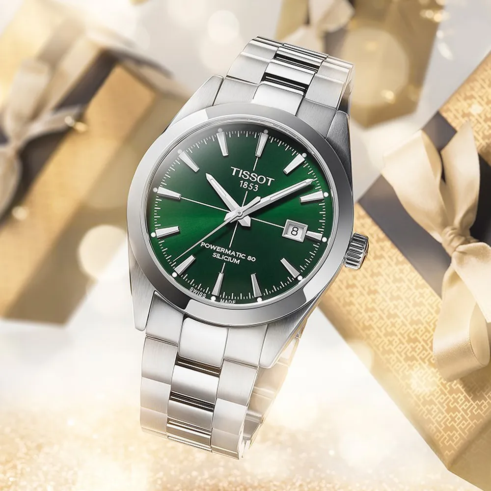 TISSOT 天梭 GENTLEMAN 80小時矽游絲紳士機械手錶-綠 T1274071109101 價格比較,價格查詢,歷史價格詳細信息