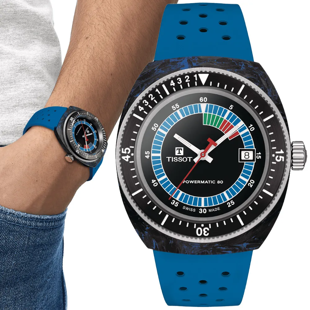 TISSOT 天梭 SIDERAL S 鍛造碳纖維酒桶形復古機械錶/黃/41mm/T1454079705700 歷史價格詳細信息