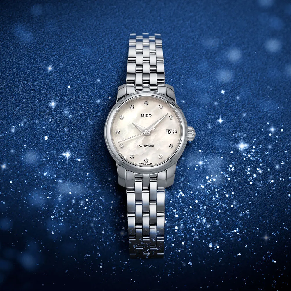 MIDO美度 BARONCELLI 永恆系列 珍珠貝真鑽機械腕錶 33mm / M0378071103100 歷史價格詳細信息