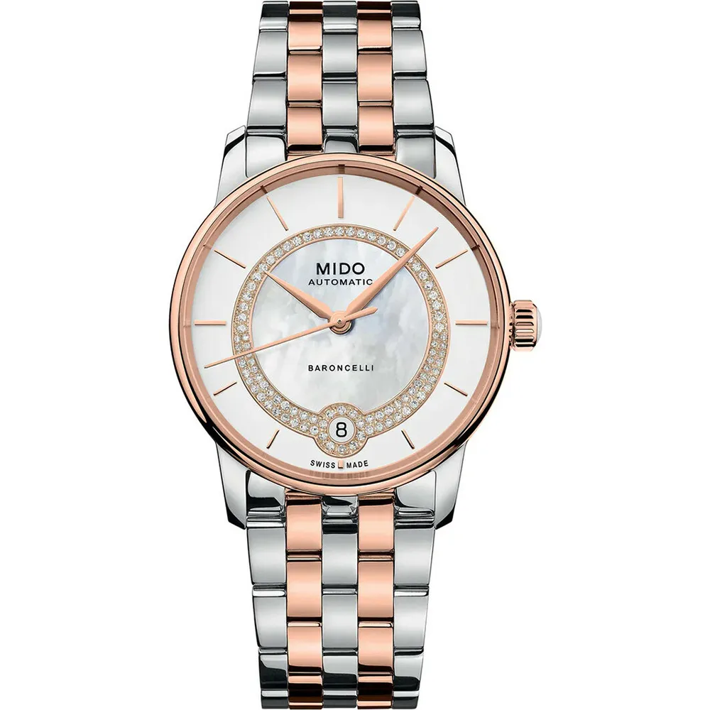MIDO 美度 BARONCELLI 永恆真鑽紅寶石機械女錶-33mm M0378073603101 歷史價格詳細信息